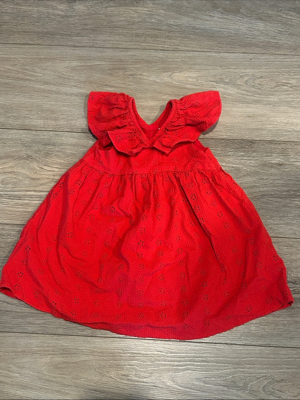 Next Red Eyelet Flutter-Sleeve Dress Toddler Size 18 month-2T